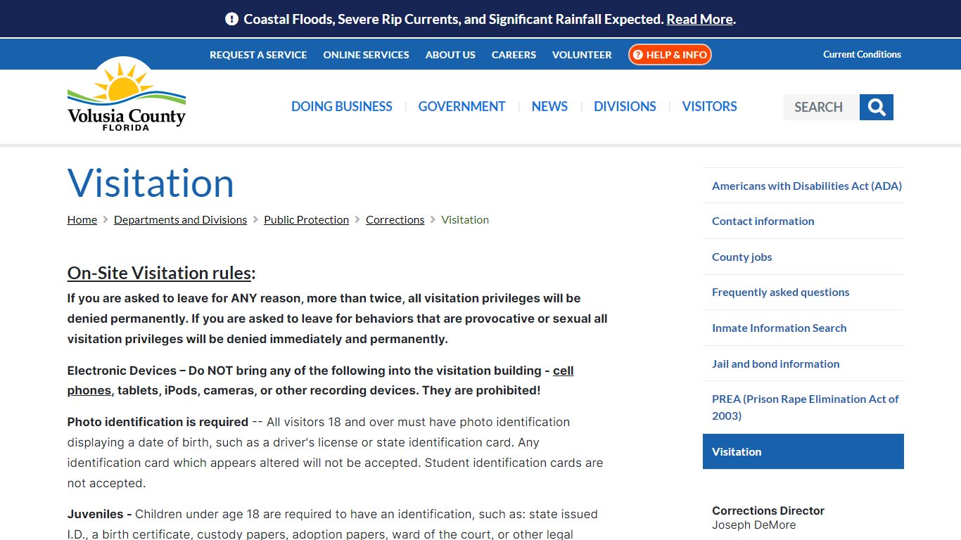 Visitation - Volusia County Government Online